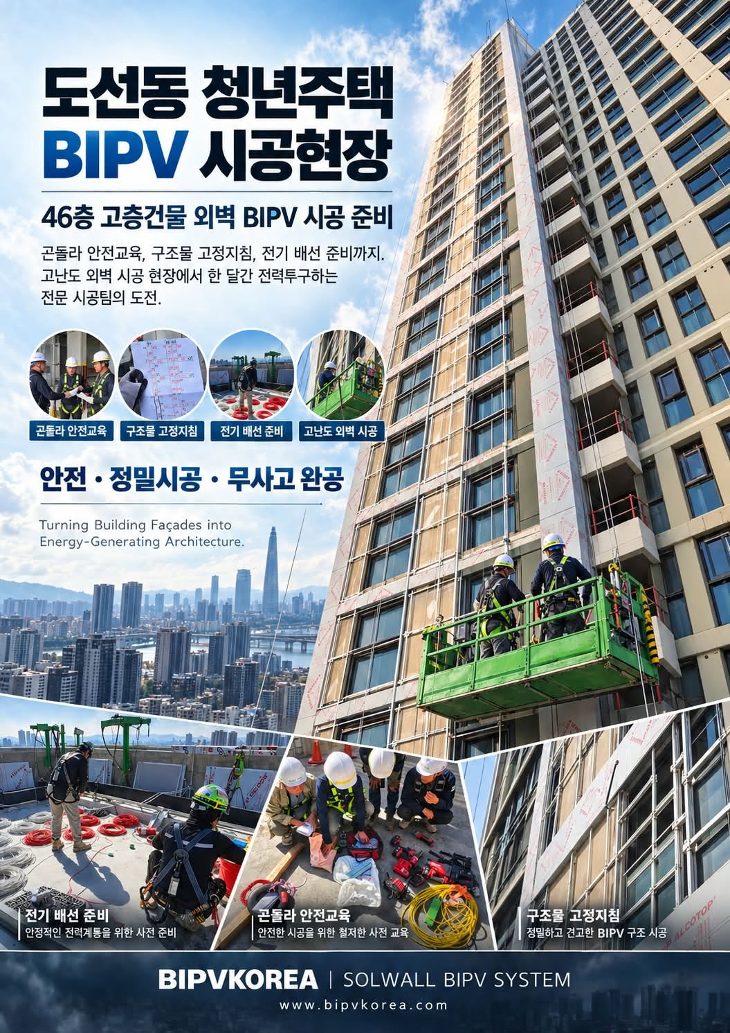 도선동 청년주택 BIPV 시공현장 — 46층 고층 외벽! [첨부 이미지1]